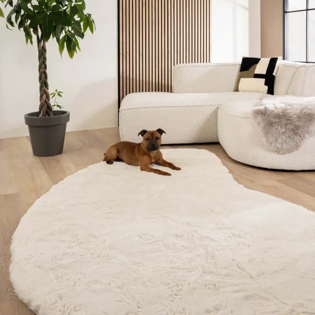 Tapeso Fluffy vloerkleed organisch - Comfy Plus crème 120x184