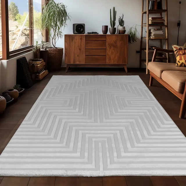 Ayyildiz Sahara Vloerkleed – Zilver – Grafisch Geweven Design – 120x170 cm