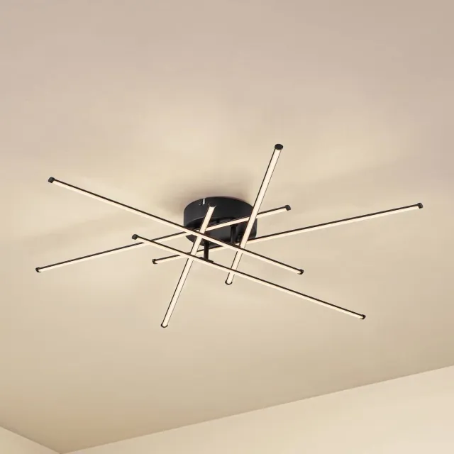 Lindby LED plafondlamp - 1licht - Aluminium, PVC - H: 9 cm - zwart, wit - Inclusief lichtbron