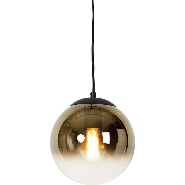 QAZQA pallon - Art Deco Dimbare LED Smart Hanglamp incl. wifi met Dimmer - 1 lichts - Ø 20 cm - Zwart Goud - Woonkamer | Slaapkamer | Keuken