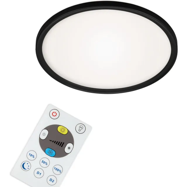 Briloner Slim - CCT Plafondlamp led - plafonniere met afstandsbediening - warm wit licht & koel wit licht - dimbaar - 18W - 29cm - zwart