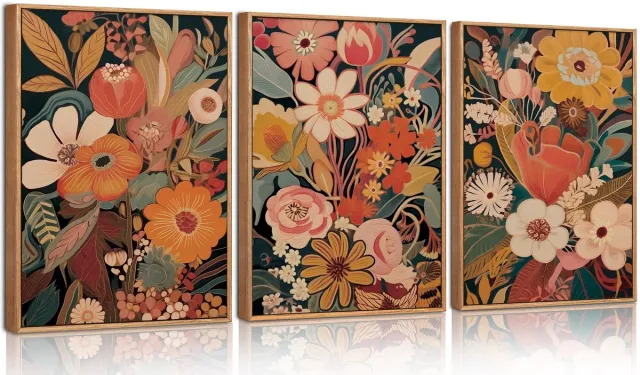 Unyqoos Abstracte Botanische Canvas Kunst Set voor Minimalistische Wanddecoratie Kleurrijke