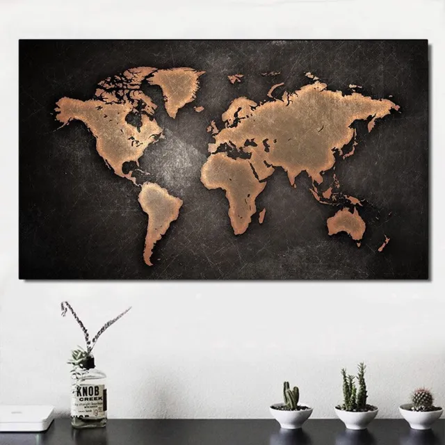 Misk Products Vintage Stijl Wereldkaart Poster - 70 x 50cm - Posters Vintage - Wanddecoratie - Kunst Vintage Wereldkaart 50x70