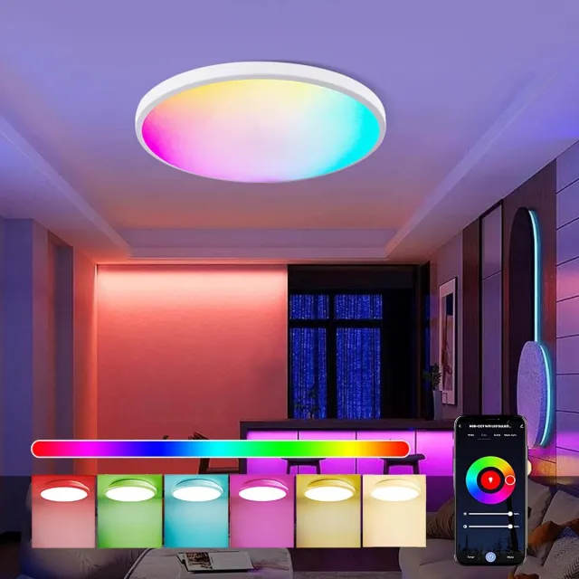 Dnntunk RGB LED Plafonniére - Dimbaar - met Afstandsbediening - Ø30cm - Wit
