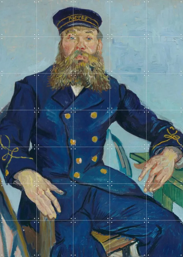 IXXI The Postman (Joseph Roulin), Vincent van Gogh (1853 - 1890) & Museum of Fine Arts Boston - 100 x 140 cm - Grote wanddecoratie en posters Blauw