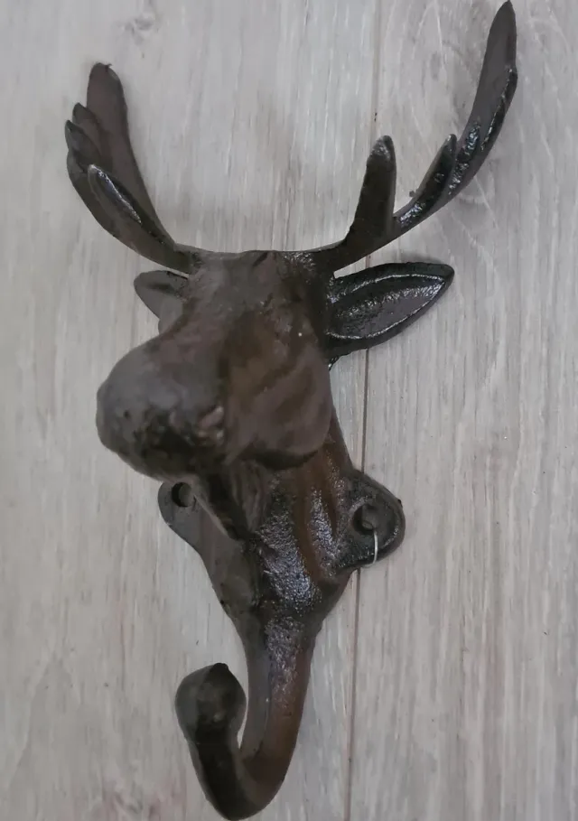Robanjer kapstok haak eland - eland - ijzeren kapstok haak bruin
