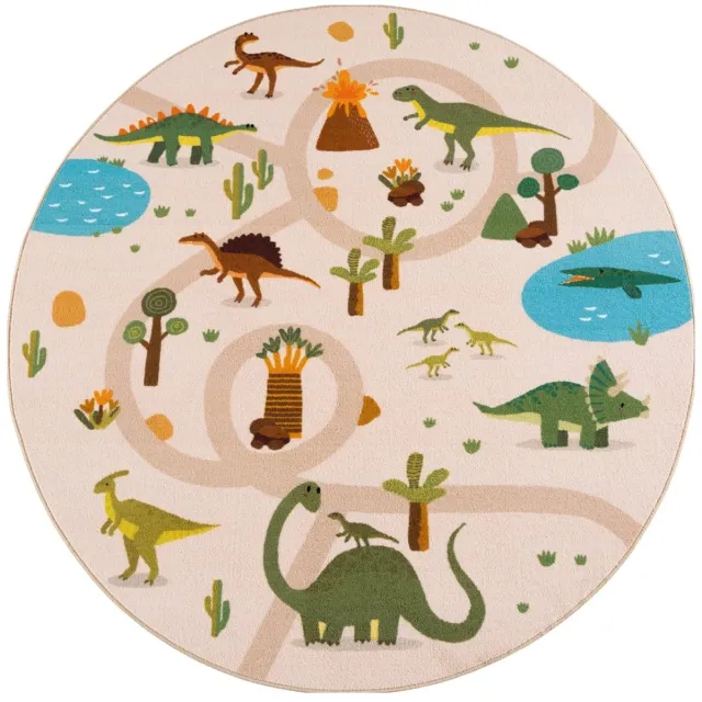 Dutch XXL Rond Speelkleed | Coco | Dinosaurus | Beige