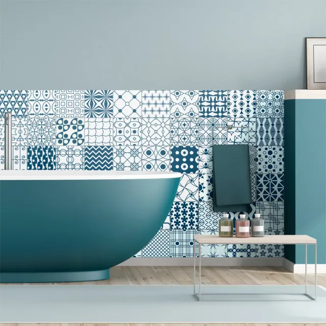 Ambiance Sticker Zelfklevende tegelmuurstickers voor keuken en badkamer - 60 Scandinavische Melkem tegelstickers - 60 stickers 15x15cm Multi color