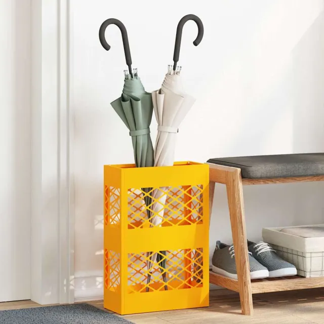 vidaXL Regen paraplu standaard Mosterdgeel 28 x 12 x 41 cm Staal