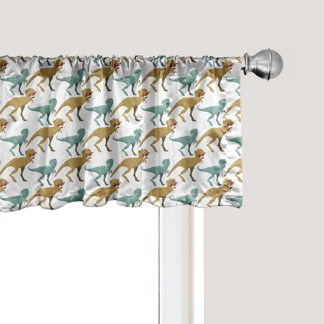 ABAKUHAUS Dierengordijnvalletje, Gordijnvalletje voor keuken en slaapkamer met tunnelzoom, 137 cm x 30 cm, Wit Lichtbruin