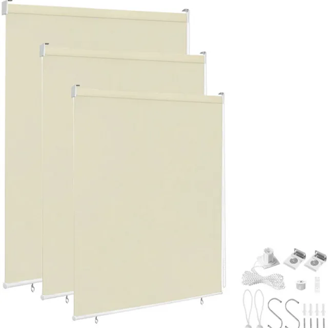 Aufun Buitenrolgordijn, Verticale Luifel, Balkonzonwering, Privacyscherm, Zonwering, Verduisteringsgordijn, Uv-Bescherming, Windbescherming (180*140cm, Beige)