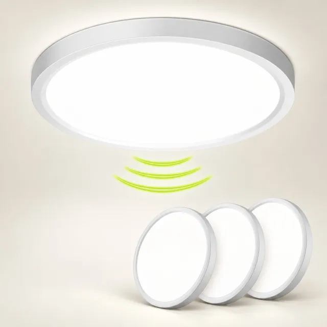 LOVHAUS 3 Stuks LED Plafondlampen met Bewegingssensor - 23 cm - 18W - 4000K - Radarsensor Wit