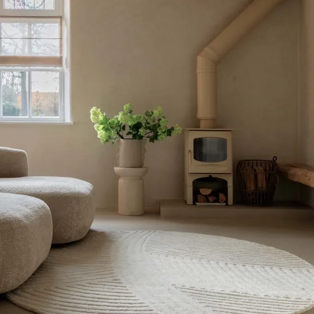 Nordic Weavers Rond design vloerkleed - Balans Field ivoor 200