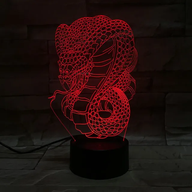 MC Living 3D Led Lamp Met Gravering - RGB 7 Kleuren - Cobra Slang