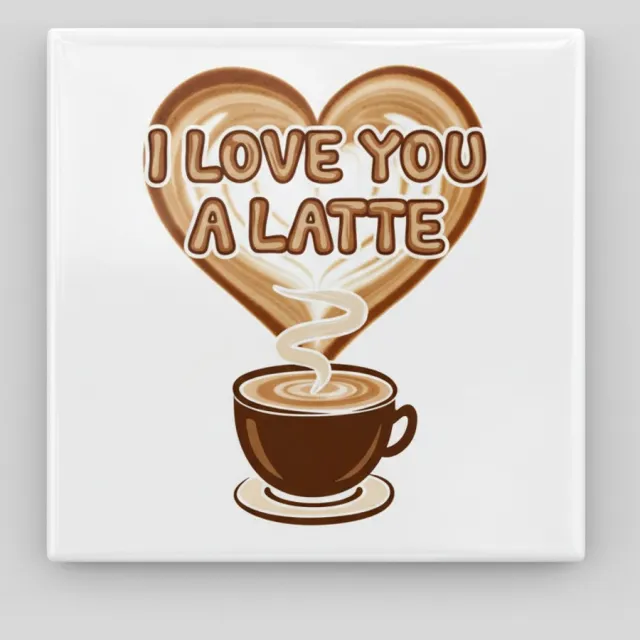 Nevolis “I Love You a Latte” Keramische Tegel 15x15 cm – Romantische Koffie Hart Illustratie | Schattig Cadeau & Woondecoratie Multi Color