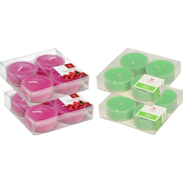 Trend Candles 16x max-size geurkaarsen theelichtjes cranberry en appel 8 branduren Multi