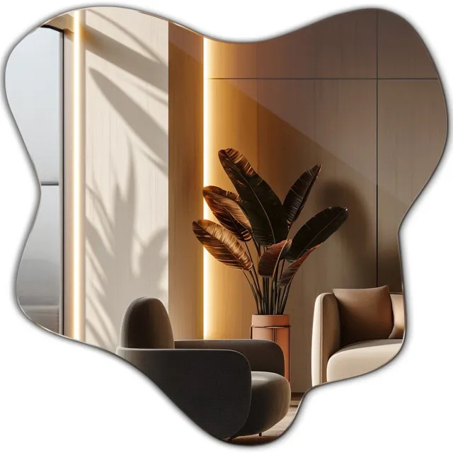 TULUP Spiegel - Onregelmatige Spiegel - 77,3 x 76,6 cm - Grote - Decoratieve Spiegel - Toiletspiegel - Inloopkastspiegel – Badkamerspiegel - Luxe Interieur - Moderne wandspiegel - Montageset - Frameloos Spiegel - Hangspiegel