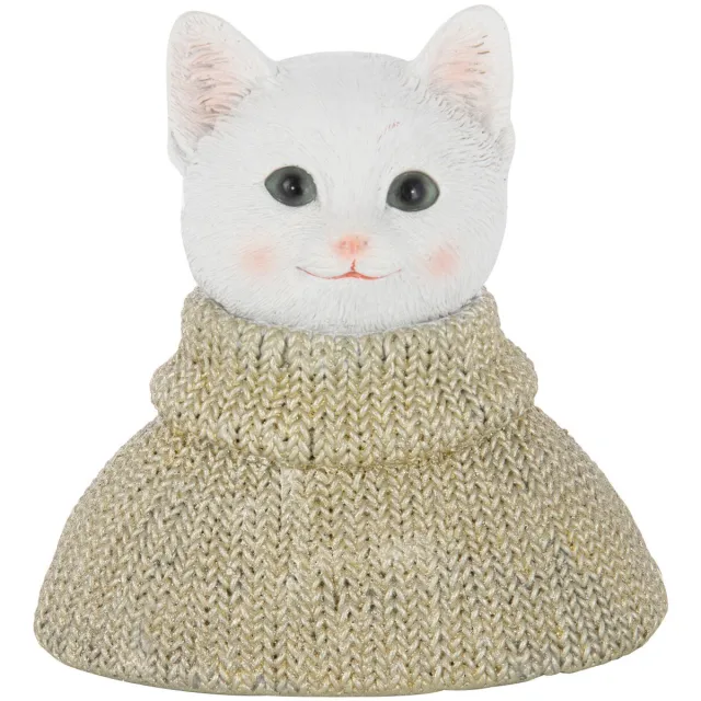 J-Line figuur Kat - polyresin - groen/wit Wit - Groen