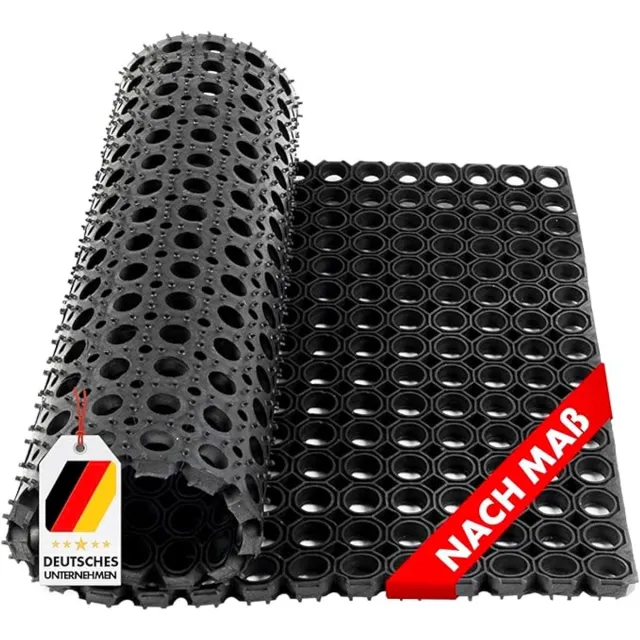 Floordirekt Rubber ringmat - Octagon - Deutmat - Dikte: 23 mm - 100 x 300 cm Zwart