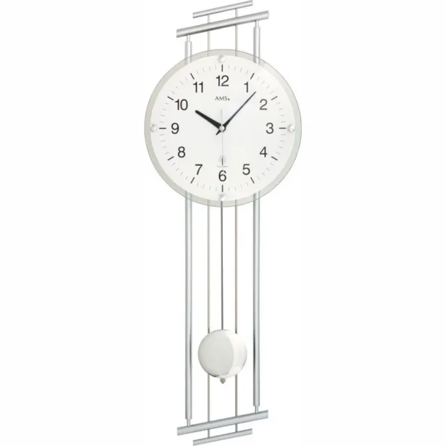 AMS Wandklok radiogestuurd / Wandklok met slinger 5316 Wit