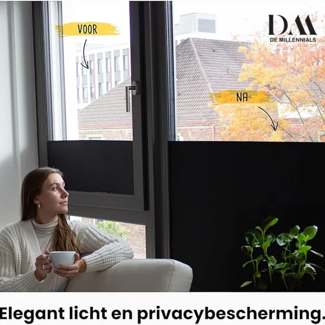 De Millennials Raamfolie - zwart - [90x200 cm] -Verduisterend Raamfolie - Anti inkijk - Zelfklevend - Isolerende - 100% Lichtblokkering - Plakfolie Raam - met statische kleefkracht - Matte raamfolie Blackout Zwart