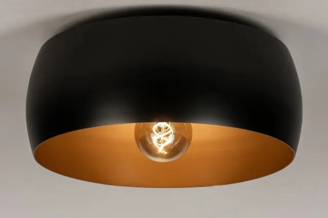 Lumidora Plafondlamp 74199 - Plafonniere - ZWEEDS - E27 - Zwart - Goud - Metaal - ⌀ 45 cm