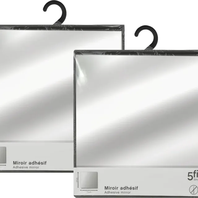 5Five® 5Five Plak spiegels tegels - 8x stuks - glas - zelfklevend - 30 x 30 cm - vierkantjes - muur/deur/wand Zilver