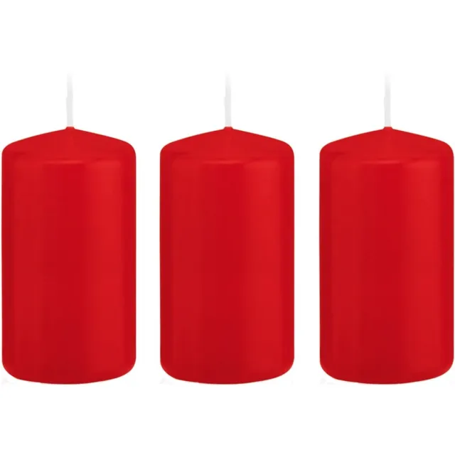 Trend Candles Cilinderkaars/stompkaars - 3x - rood - 6 x 12 cm - 40 branduren - met brandvertragende folie