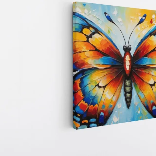 Saammp Canvas Schilderij - Abstracte Vlinder - Kleurrijk - Dieren - 30x30 - Foto op canvas - Wanddecoratie - muurdecoratie Woonkamer - Slaapkamer decoratie - Canvas Print Multicolor