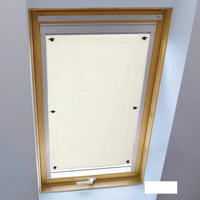 Bobypet Verduisteringsgordijn voor Dakraam 100% Lichtdicht - Zuignap Montage zonder Boren - Geschikt voor M08/M06 Schroefdraad - 2 Stuks - Crème Wit - 96x93cm - Zonwering voor Dakraam en Camper Crème Wit 2