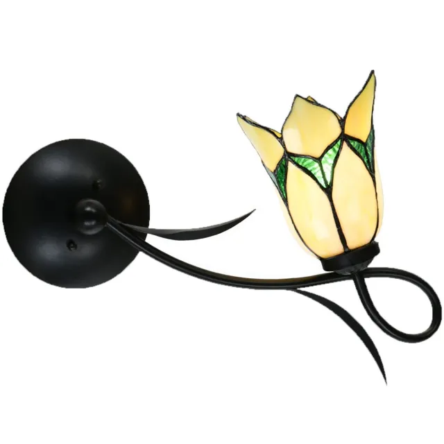 Coloured by Art Tiffany Wandlamp/Plafonnière Lovely Flower Yellow - Art Deco Trade Geel