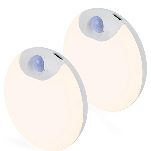 Brendz LED ronde Nachtlampje Bewegingssensor, USB-C Oplaadbaar, Magnetisch, 2 stuks, Warm Wit 3000K, Dimbaar, Kastverlichting Draadloos, Keukenverlichting, Trapverlichting Zilver 2 stuks