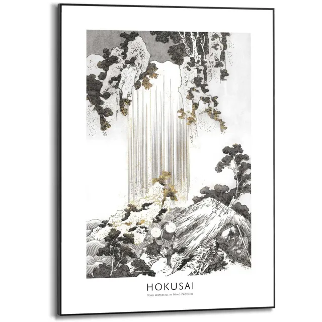 Reinders Schilderij Hokusai - 70 x 50 - Hout - REINDERS Zwart-Wit Zwart