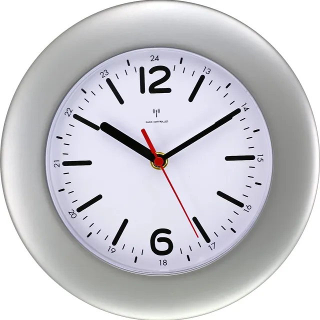MPM Quality E01 - Wandklok - Srebrny - Quartz - Radiogestuurd