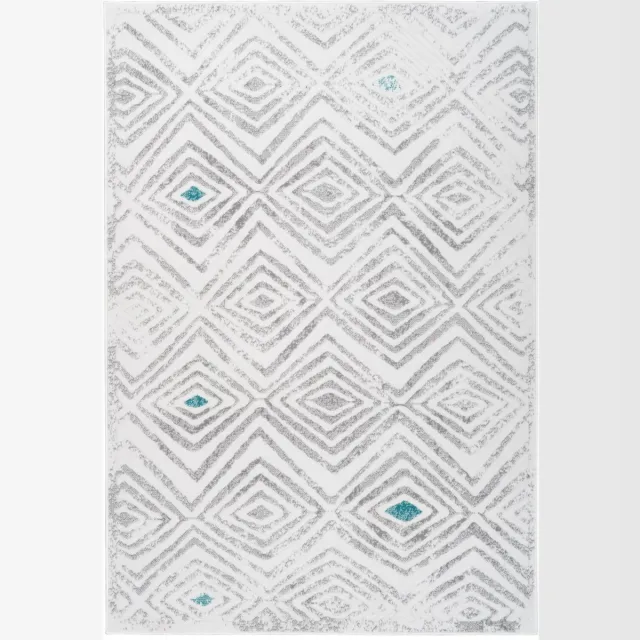 Padiro design laagpolig vloerkleed 80 x 150 cm - lichtgrijs - modern geometrisch patroon - voor vloerverwarming - van polypropyleen en jute
