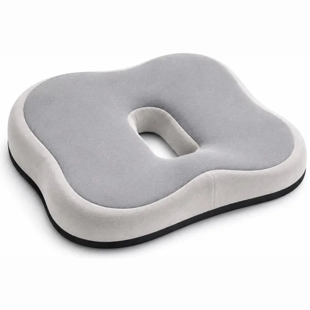 NTTN Orthopedisch zitkussen tegen stuit- en rugpijn - voor thuiswerken, auto & kantoor - ergonomisch memory foam kussen met anti- slip Zwart