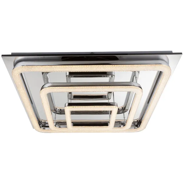 Globo Lighting Plafondlamp woonkamerlamp afstandsbediening LED dimbare lamp CCT memory timer nachtlamp, metaal zilver, LED 60W 4800Lm 3000-6000K, LxBxH 70x70x14,5 cm
