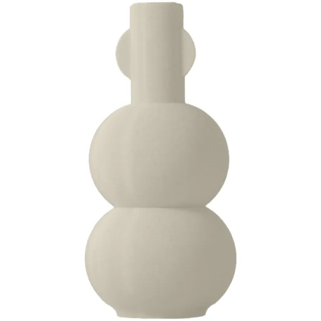 Layvo ZELMA Vaas - Crème - D12 x H25 cm - droogbloemen vaas - japandi - gerecycled plastic