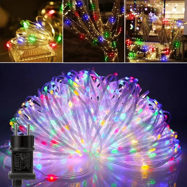 MUPOO Lichtsnoer Binnen en Buiten - 100 LED -10 meter - Met Stekker - Veelkleurig - 8 modi - Geheugenfunctie - Lichtslinger - Kerstverlichting- Fairy Lights - IP67 Waterdicht - Decoratie voor kerst - Tuinverlichting