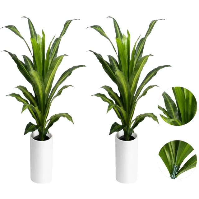 Danky Kunstmatige vioolbladficus (Ficus Lyrata) - 98cm hoog - Grote, rechtopstaande kunstboom - Natuurlijke stamstructuur, levensechte groene bladeren, geen onderhoud nodig - Wordt geleverd met een witte bloempot - Geschikt voor binnendecoratie.