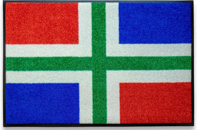 LogoMatz Deurmat Groningen 50cm x 75cm - Antislip - Geschikt voor wasmachine - Kleurecht - Geen schadelijke weekmakers - Gemaakt in Europa - Groningse vlag Rood