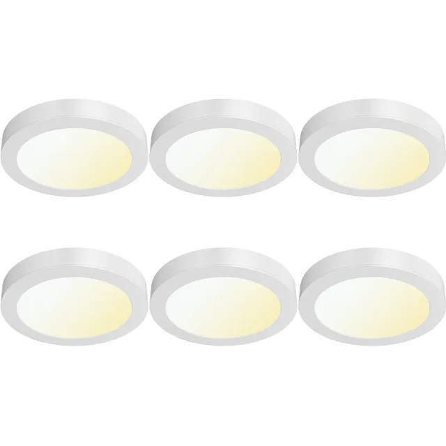 BES LED LED Paneel Slim Opbouw 6 Stuks - Brinton Thin - 24W 2400lm 120° Bundelhoek - Aanpasbare Lichtkleur 3000K-4000K-6500K - IP40 - Rond - Wit - Ø300mm