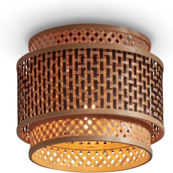 Good&Mojo Plafonniere Bhutan bamboe/kap rond dia.25xh.20cm zw/nat.. Naturel / Zwart