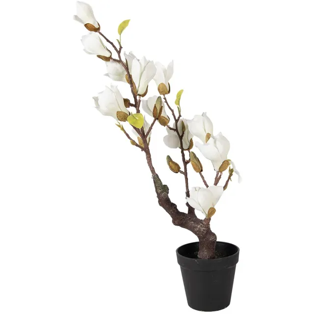 Clayre & Eef Kunstplant Magnolia 16x14x60 cm Wit Kunststof