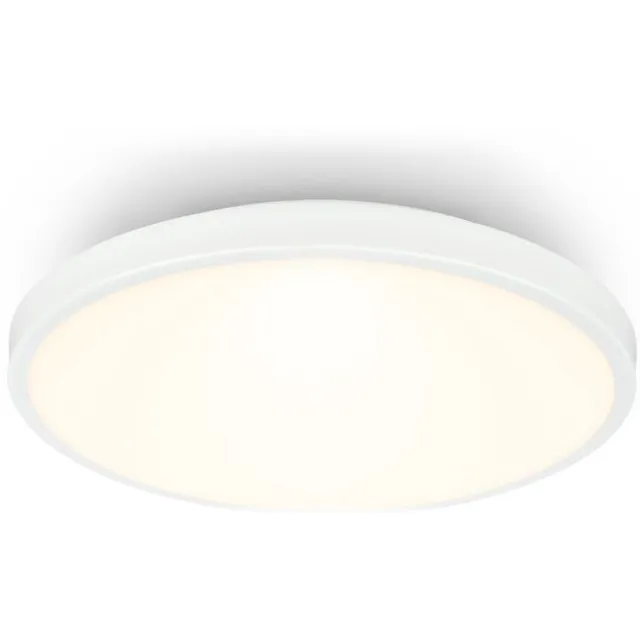 B.K.Licht BRILONER Competo – LED Plafondlamp – warm wit licht – wit – woonkamerlamp met decoratieve rand – Ø24 cm