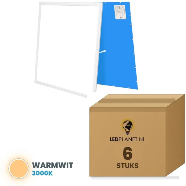 Tsong LED paneel 62x62 cm Edge-lit - 6 stuks - 36W - Warmwit 3000K - 4500 lm - CRI80 - 230V