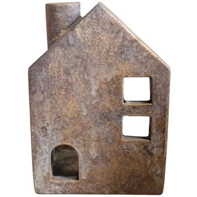 DK design Daan Kromhout - Waxine/Kaarsen Huis - Beton - Goud/Grijs -14x10x20 cm - Sfeervol Schaduweffect - Kerst