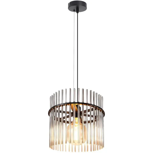 Glitzerlife Hanglampen - 1xE27 - Vintage retro glazen pendellamp - verstelbare pendel - Ø30cm - zwart - hanglamp eetkamer woonkamer slaapkamer keuken café Mat Zwart 2