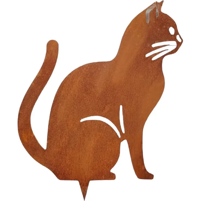 Dream-Garden Tuinsteker zittende Kat Poekie H34 x B27cm Roest bruin