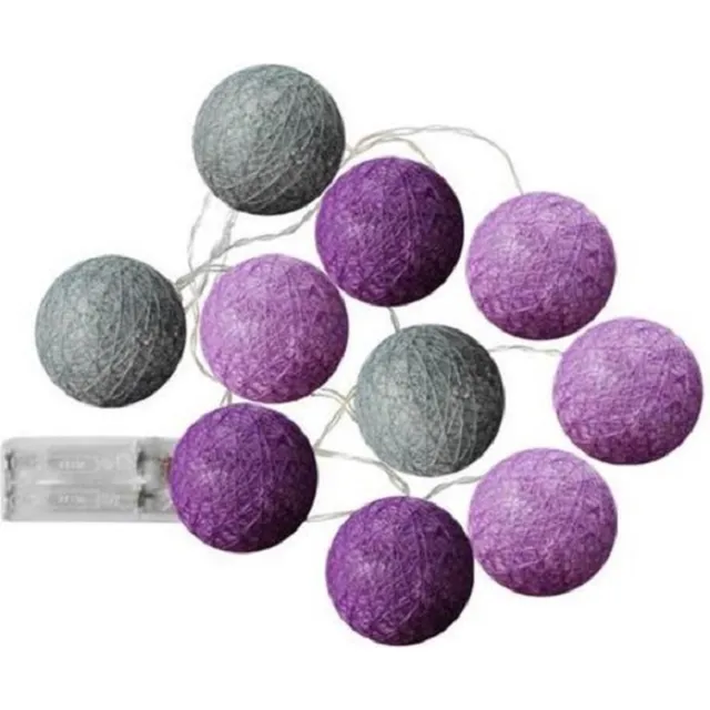 ZoeZo Design Cottonsballs - 4 stuks - decoratie - lichtslinger - met 10 Leds - werkt op 2 AA batterijen - Lengte 175 cm
